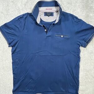 Ted Baker London Mens Medium Polo Shirt Size 4 Blue Short Sleeve Casual Preppy